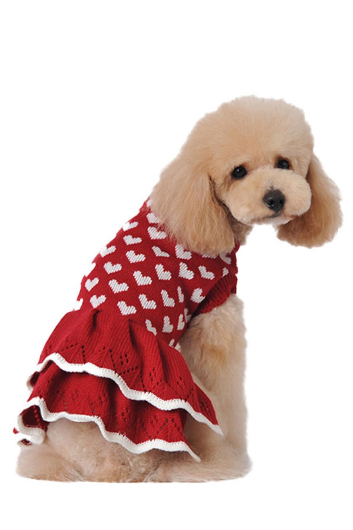 DolcePets Heart Dress - Kalp Elbise - Kırmızı