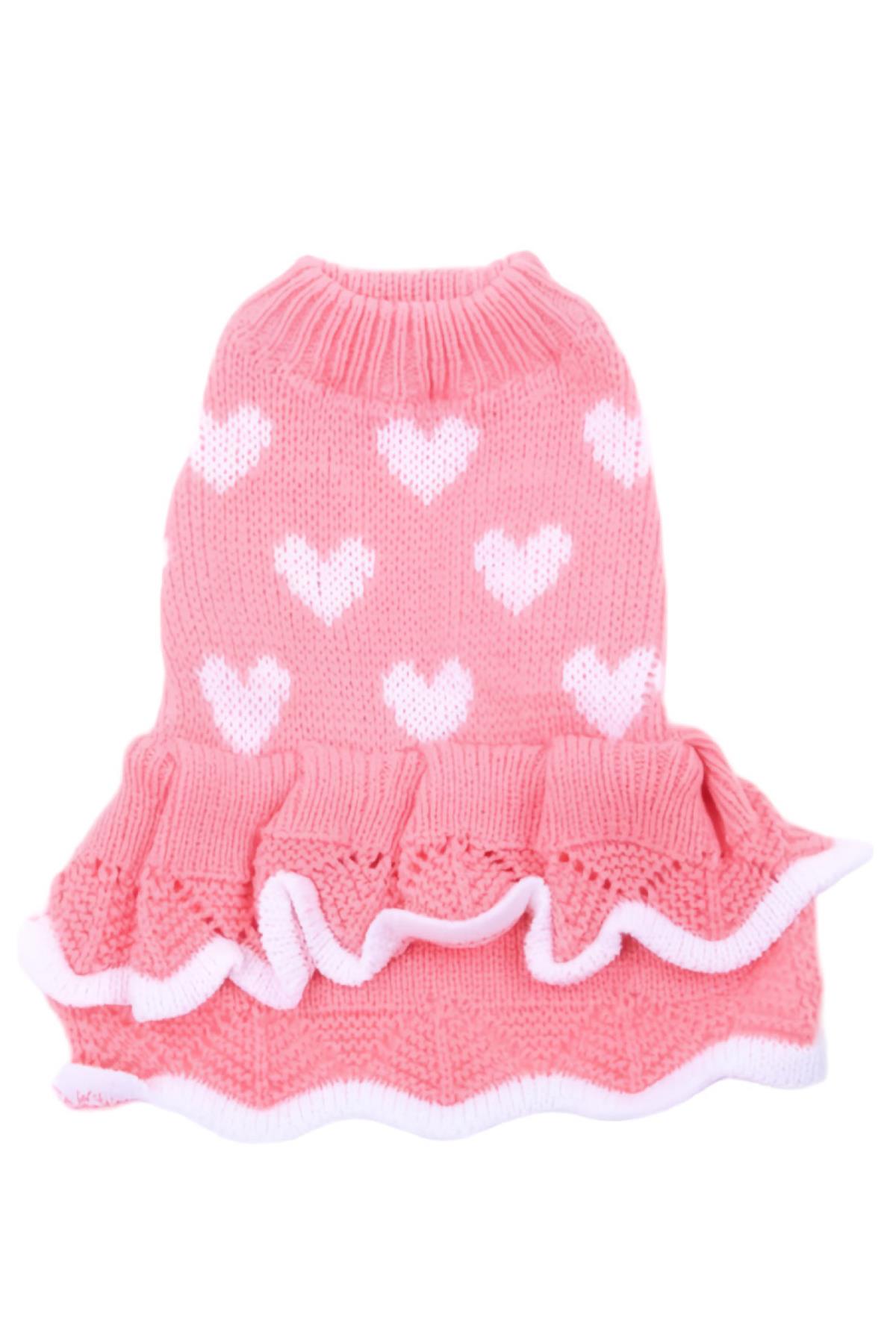 DolcePets Heart Dress - Kalp Elbise - Pembe