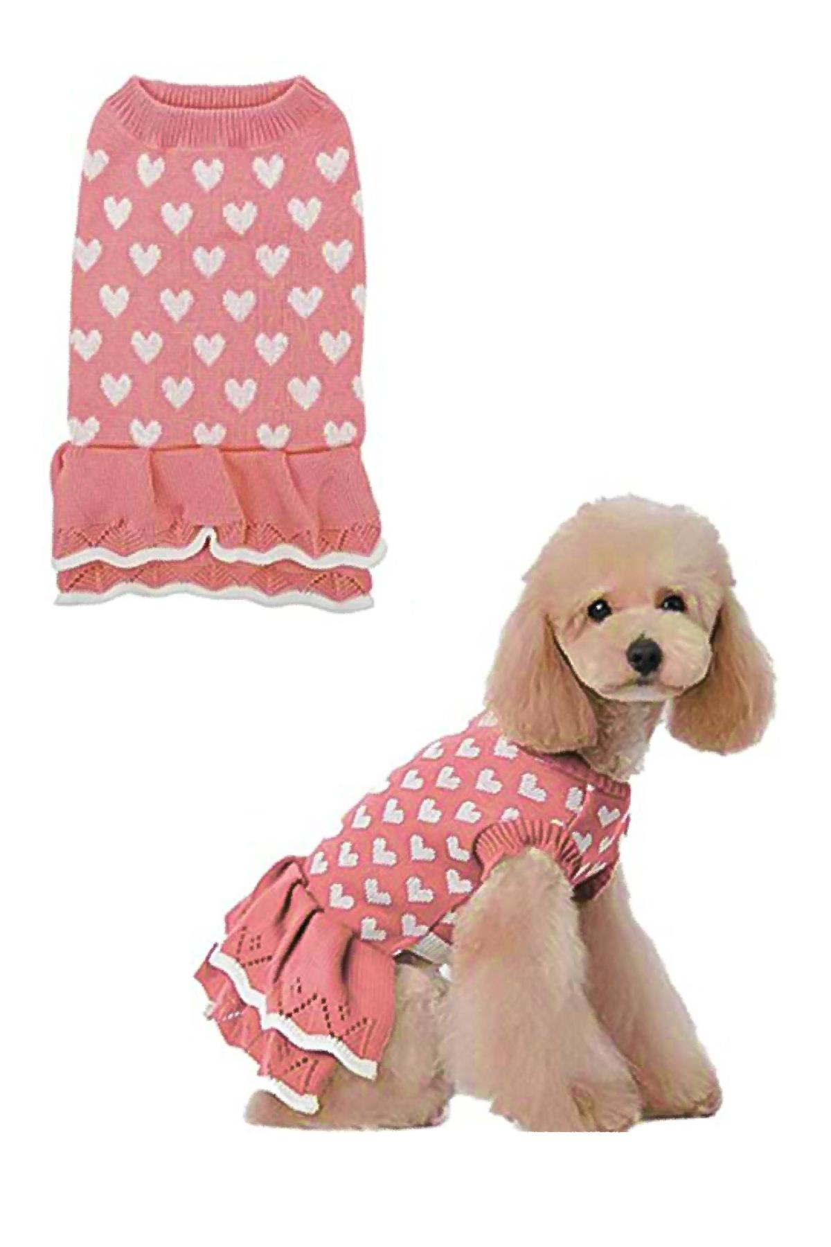 DolcePets Heart Dress - Kalp Elbise - Pembe