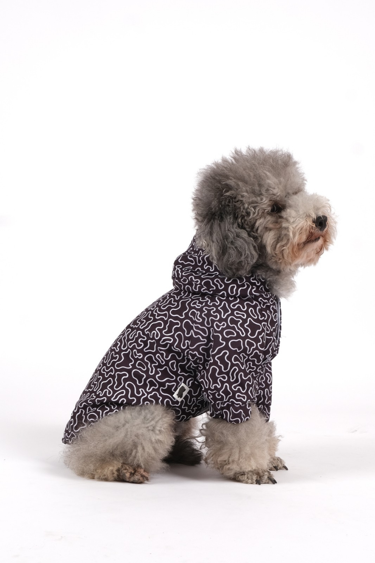 Doredog Siyah Beyaz Desenli Yağmurluk