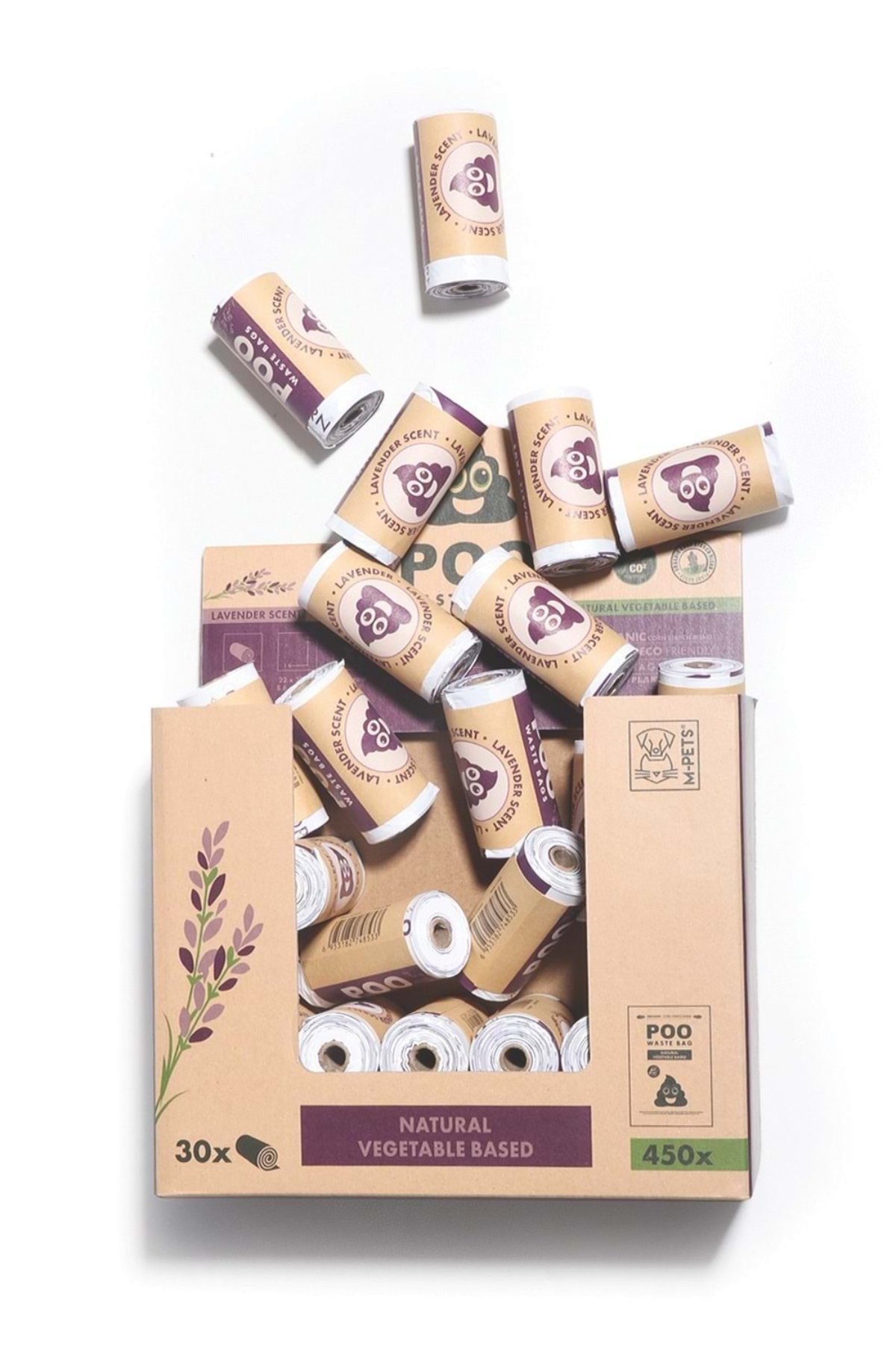 M-PETS POO DIŞKI POŞETİ 15 YAPRAK LAVANTA KOKULU 30LU PAKET