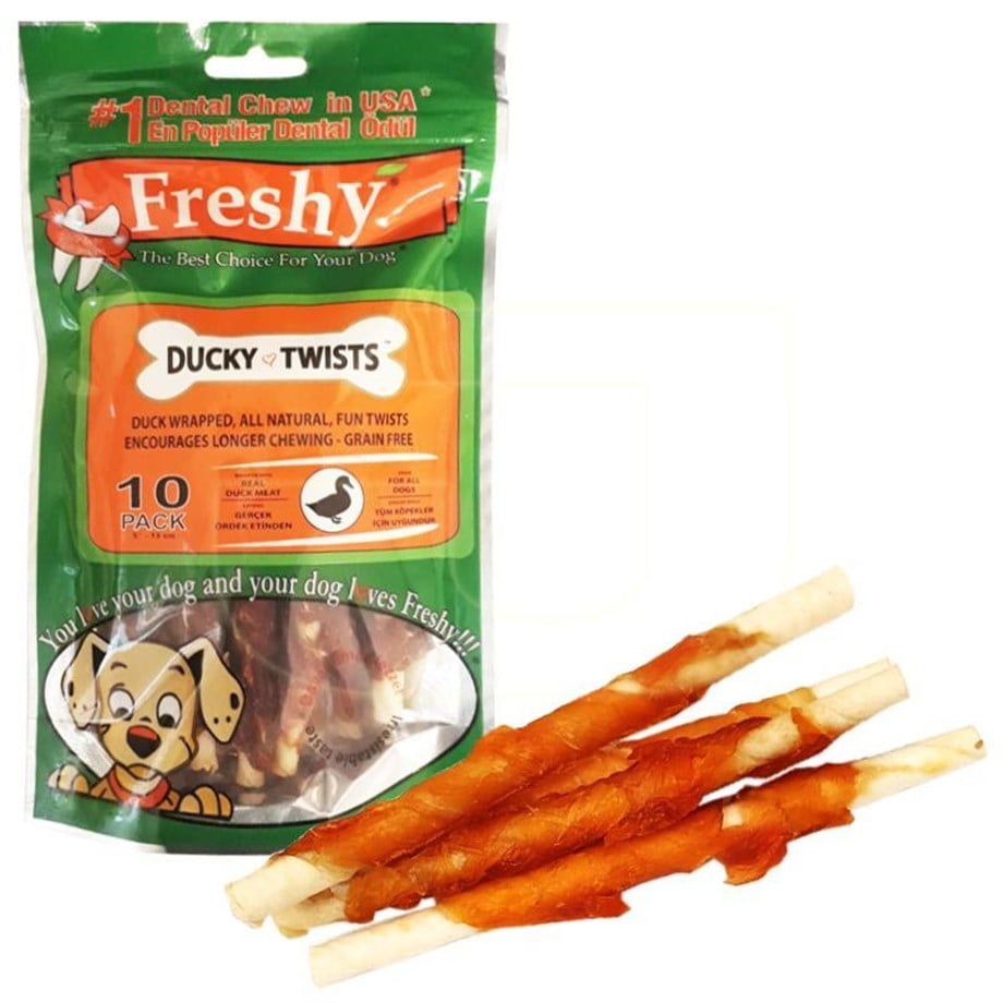 Freshy Ducky Twists Ördek Etli Burgu Çubuk Köpek Ödülü 10'lu 90 Gr