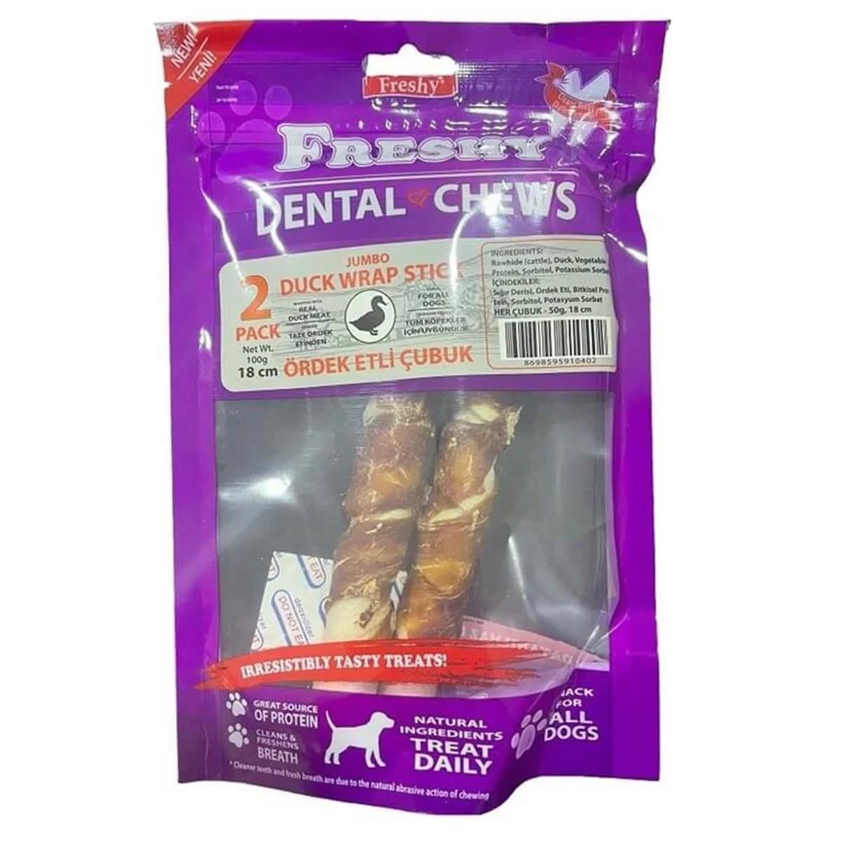 Freshy Freshy Ördek Eti Kaplı Jumbo Çubuk - 2'li Paket 18 cm 100 gr