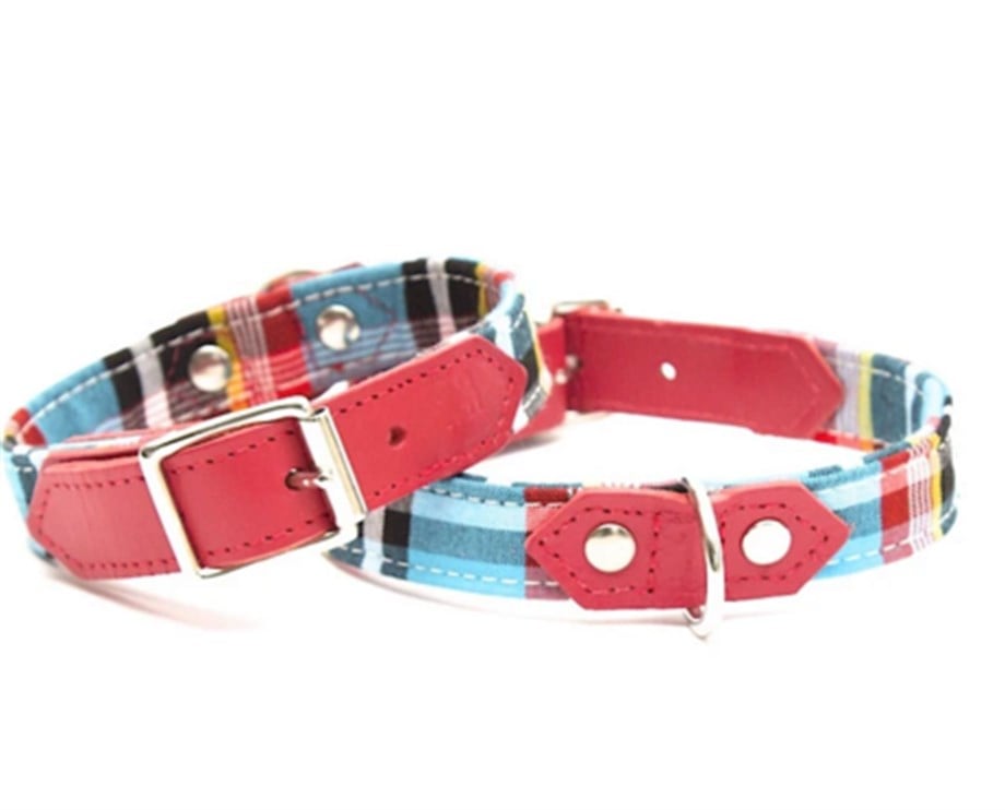 Hiro+Wolf Masai Blue Check Köpek Boyun Tasması