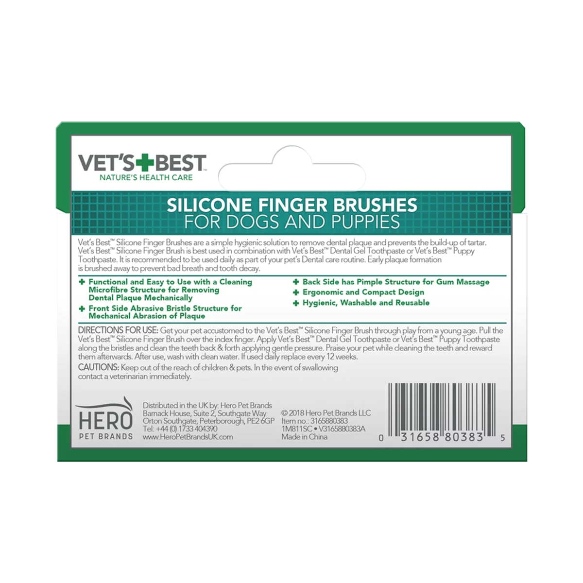 Vets Best Köpek ve Kedi Silikon Başlıklı Parmak Diş Fırçası - 5 adet