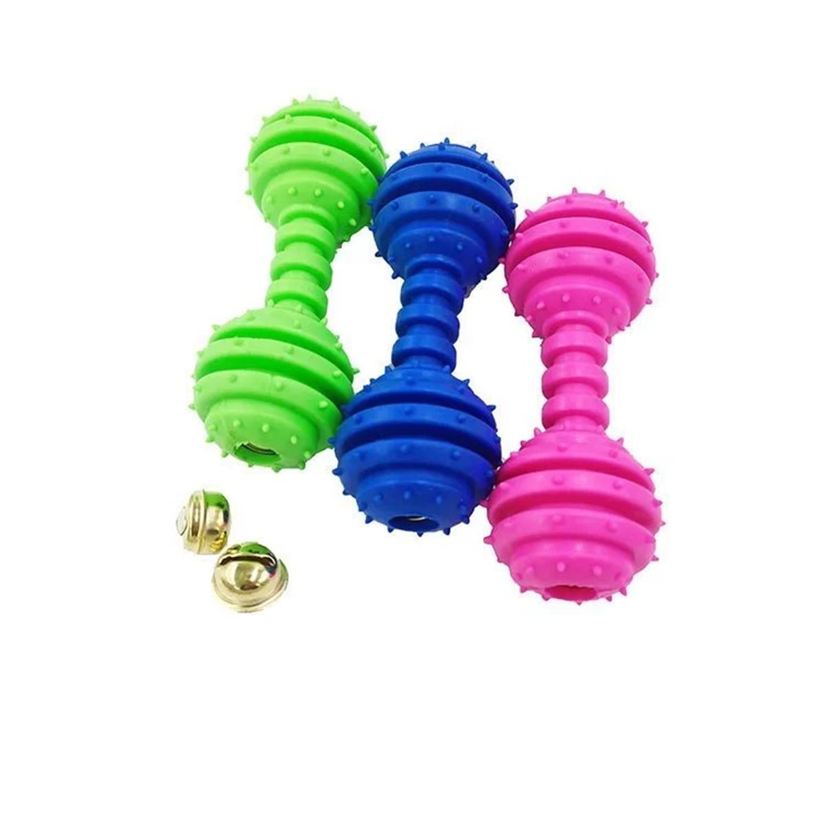 Lion Pet Dikenli Kauçuk Dumbell Zilli Köpek Oyuncağı 12cm Pembe