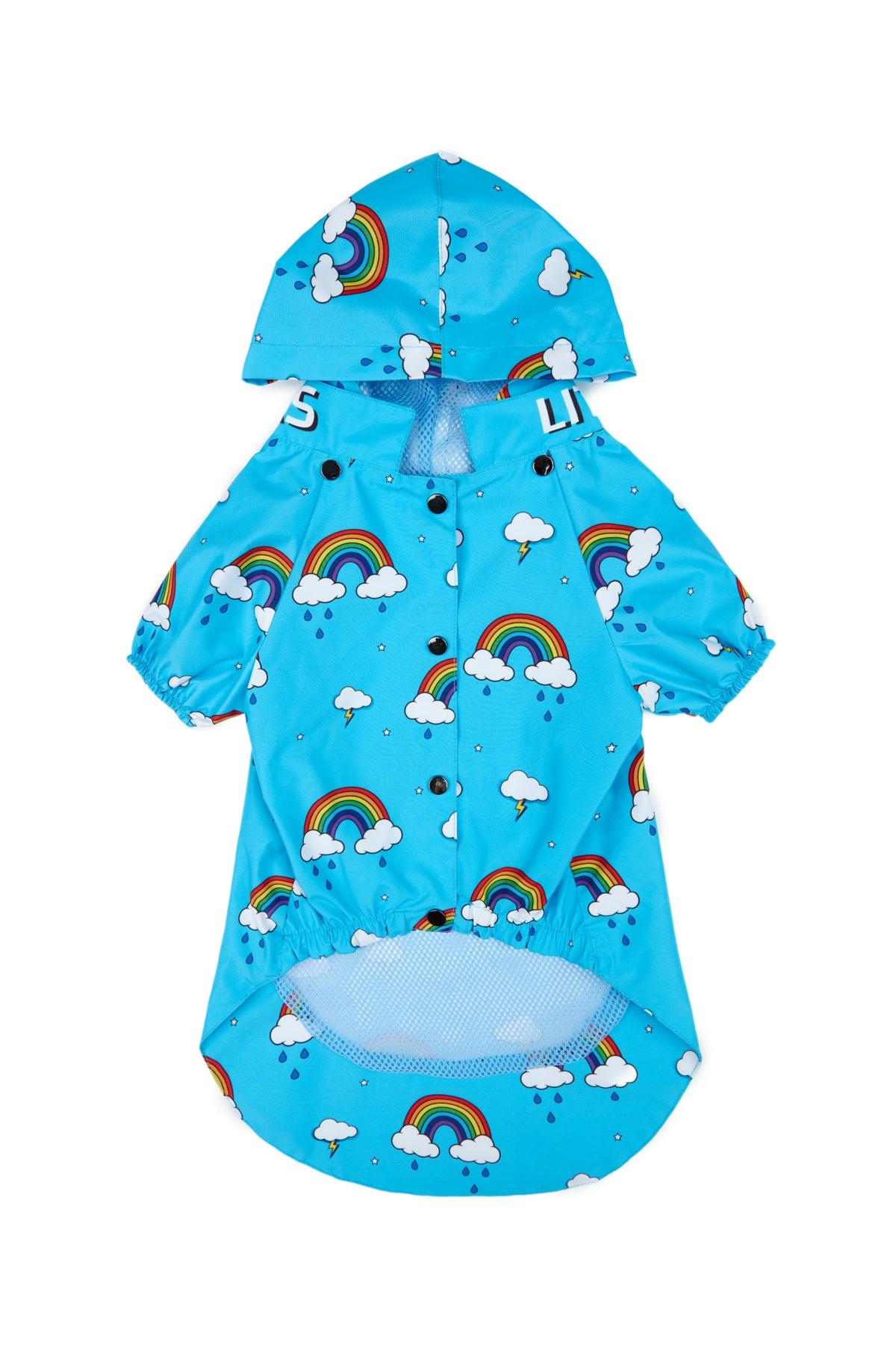 Little Monster Blue Rainbow Köpek Yağmurluğu