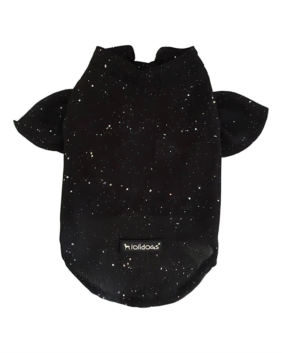 Lollidogs Hologram Glittering Ruffled Sleeve Dog Shirt Black