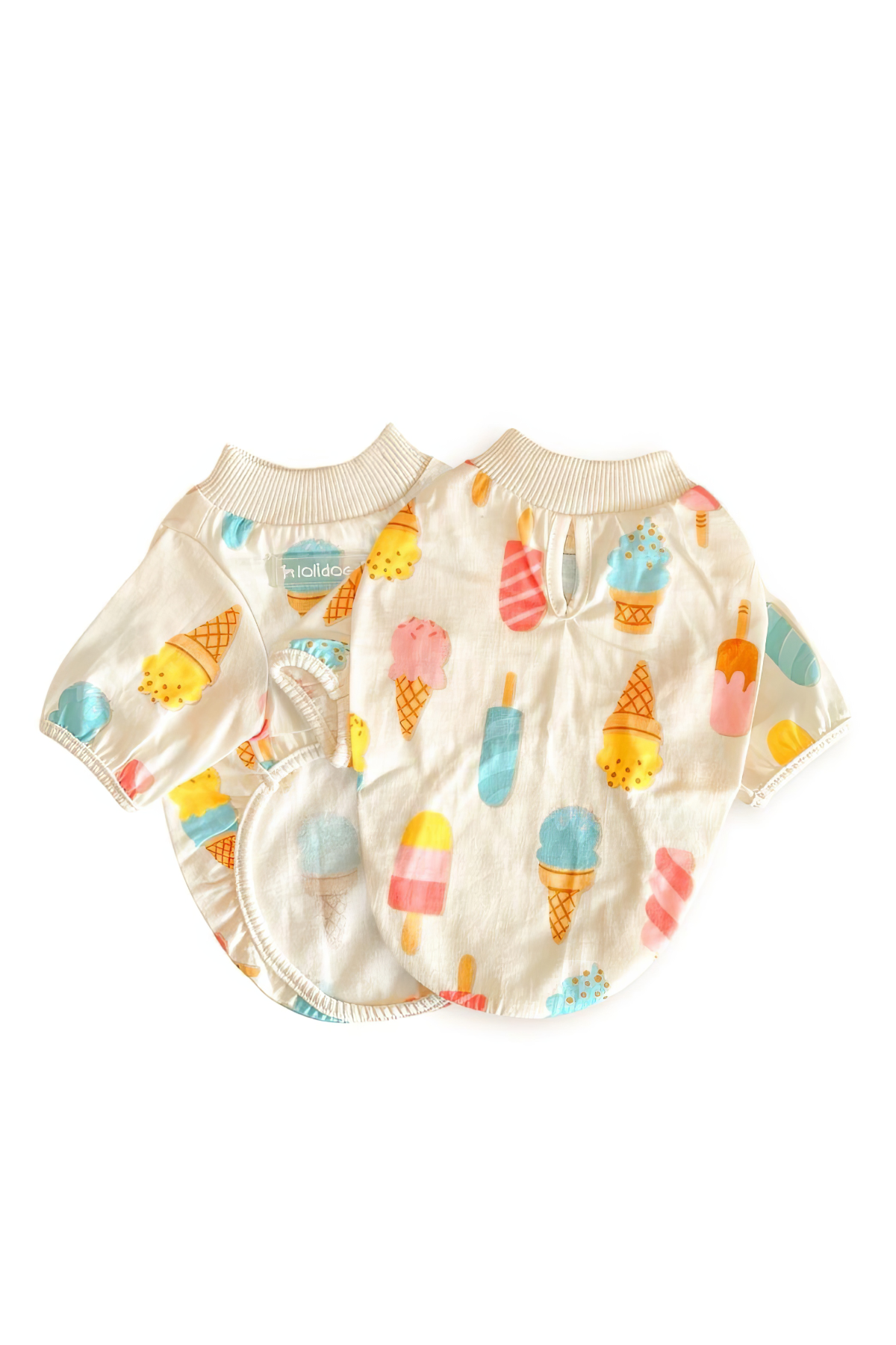 Lolidogs Ice Cream Penye Köpek Tshirtü Ekru