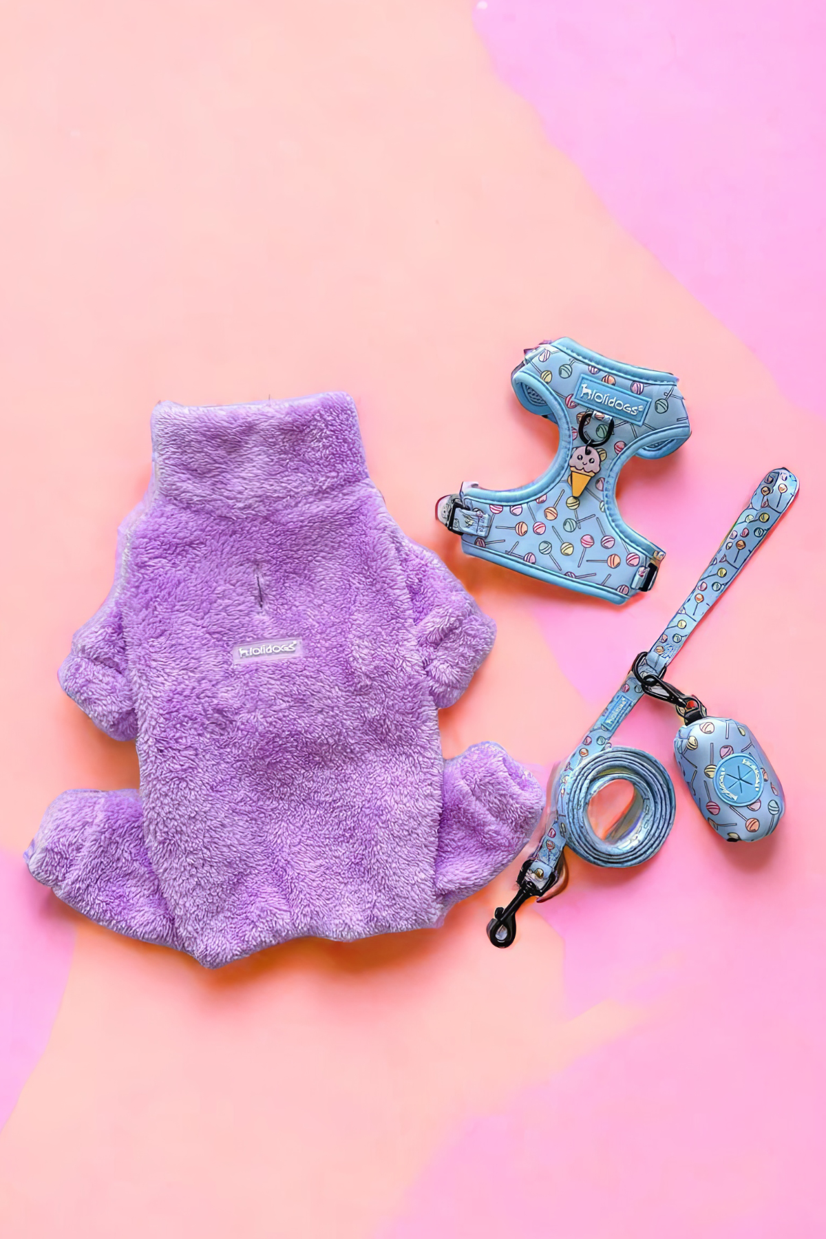 Lolidogs Lavander Plush Dog Overalls Lilac