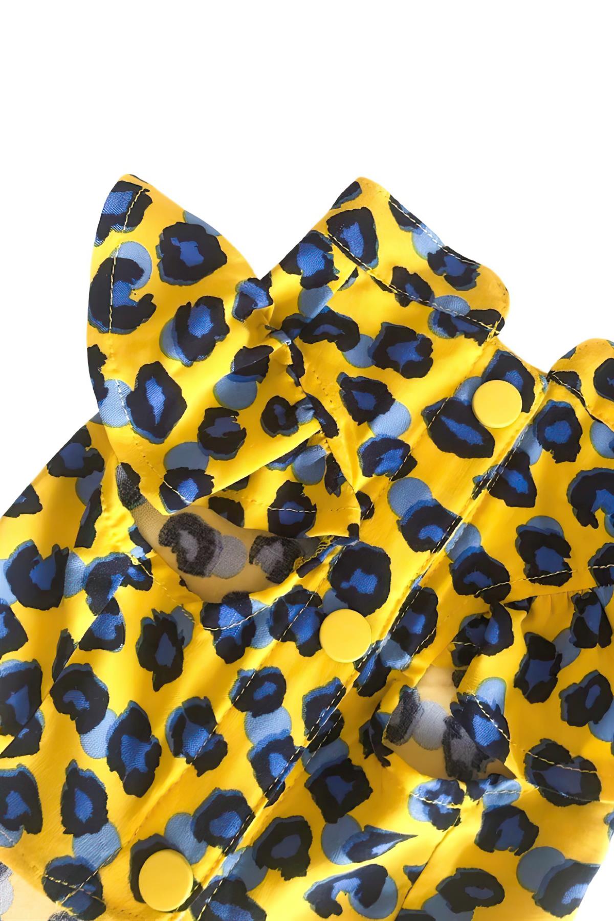 Lolidogs Leopard Patterned Ruffled Sleeve Dog Shirt Yellow-Blue