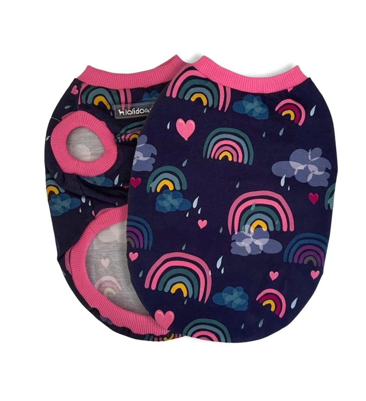 Lolidogs Rainbow Köpek Tshirtü Lacivert