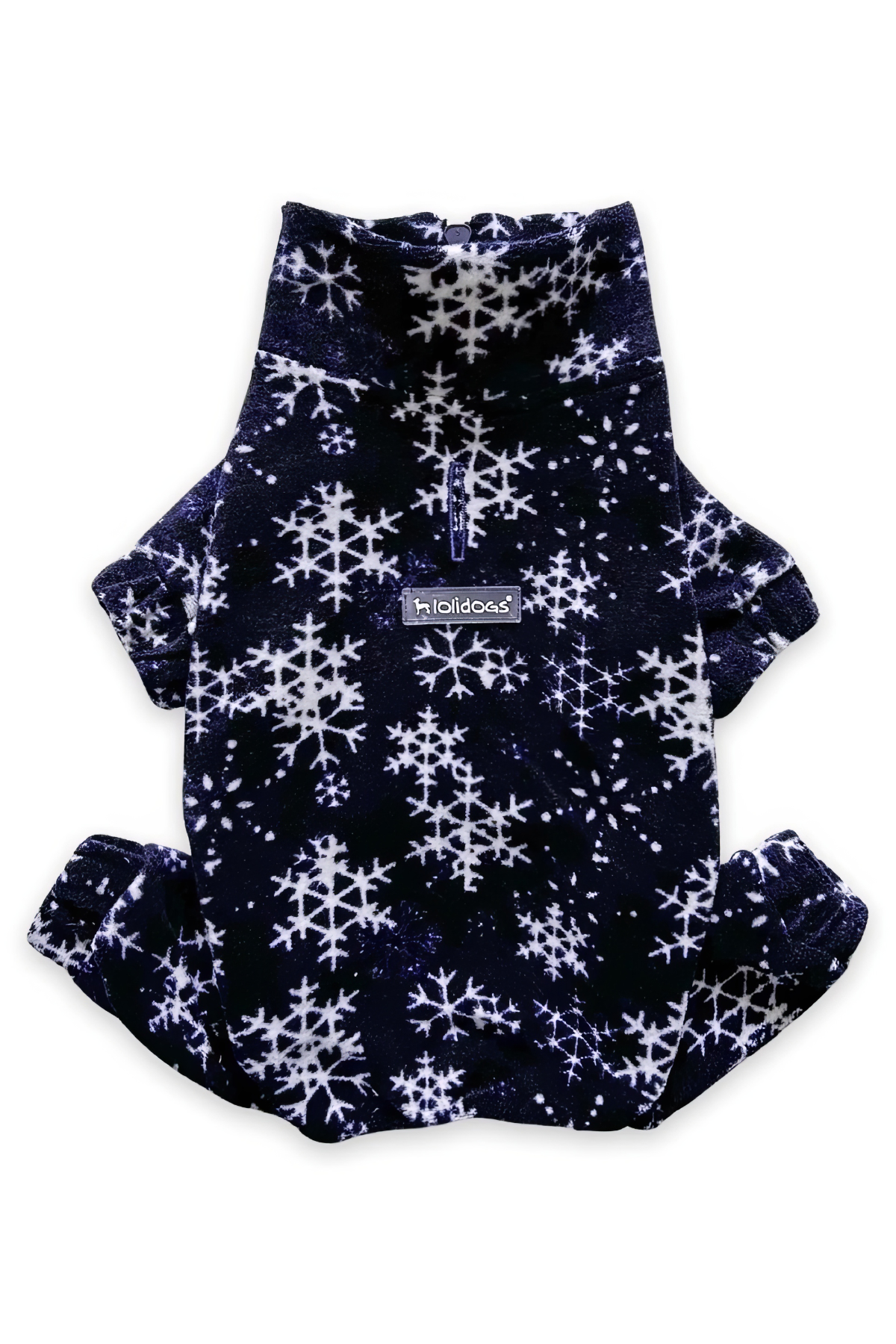Lolidogs Snowflake Fleece Dog Overalls Navy Blue