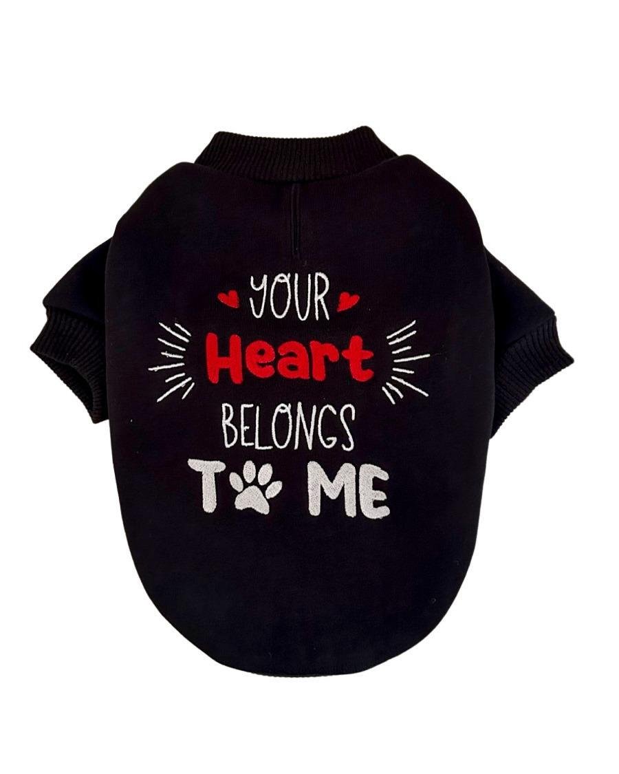 Lolidogs Your Heart Belongs To Me Nakışlı Köpek Sweatshirtü Siyah