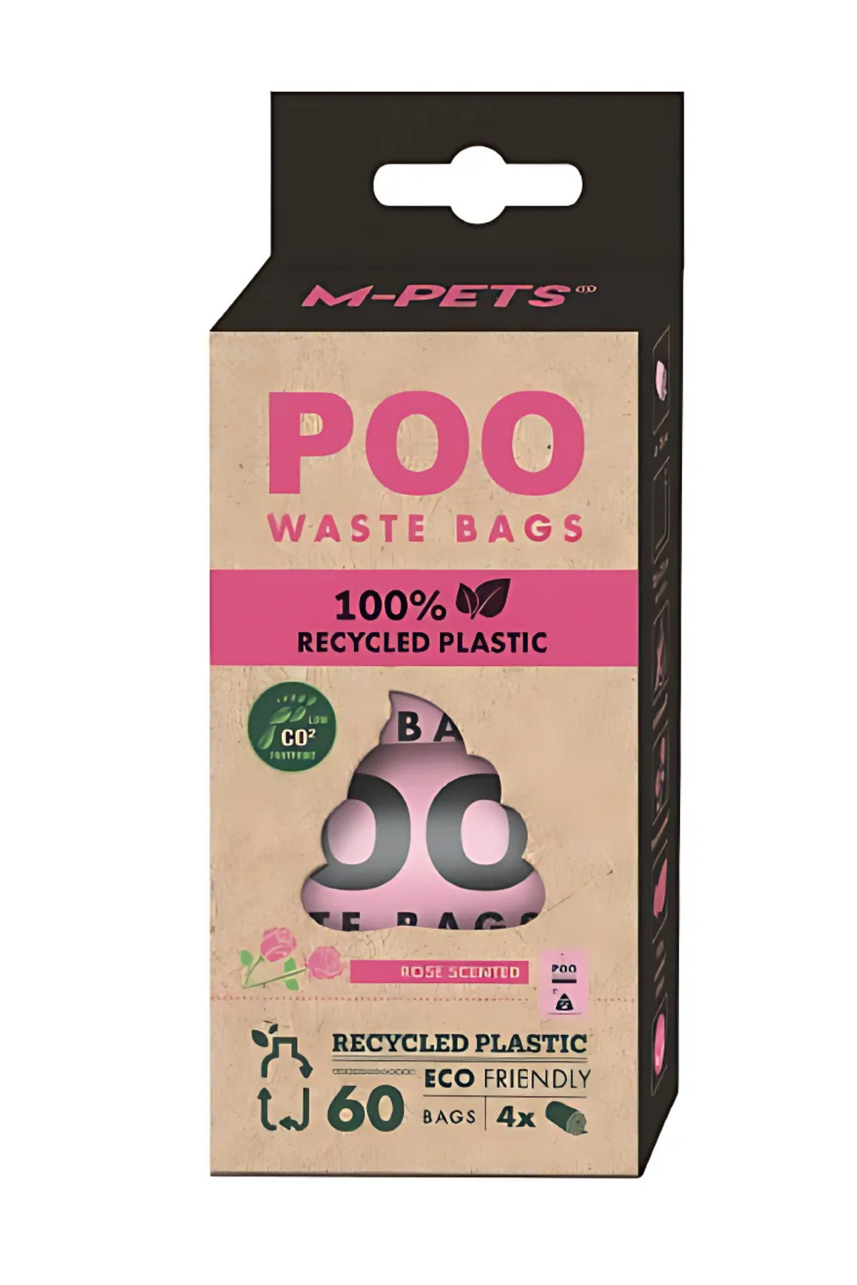 M-Pets POO 100% Recycled Dışkı Poşeti Gül Kokulu 4X15 Yaprak 