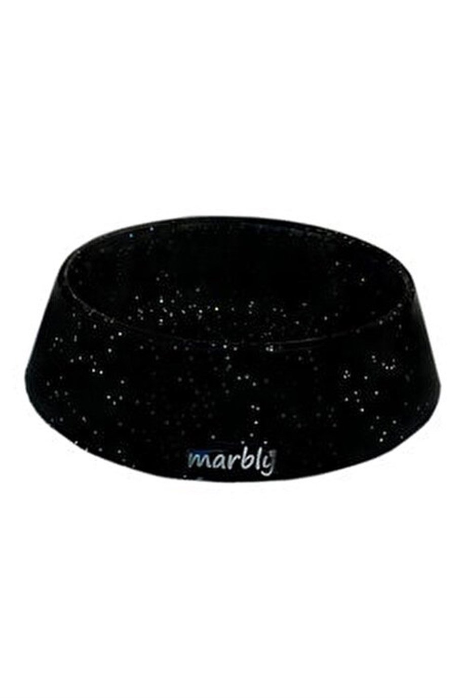 Marbly Siyah Simli Mermerit Köpek Mama Su Kabı