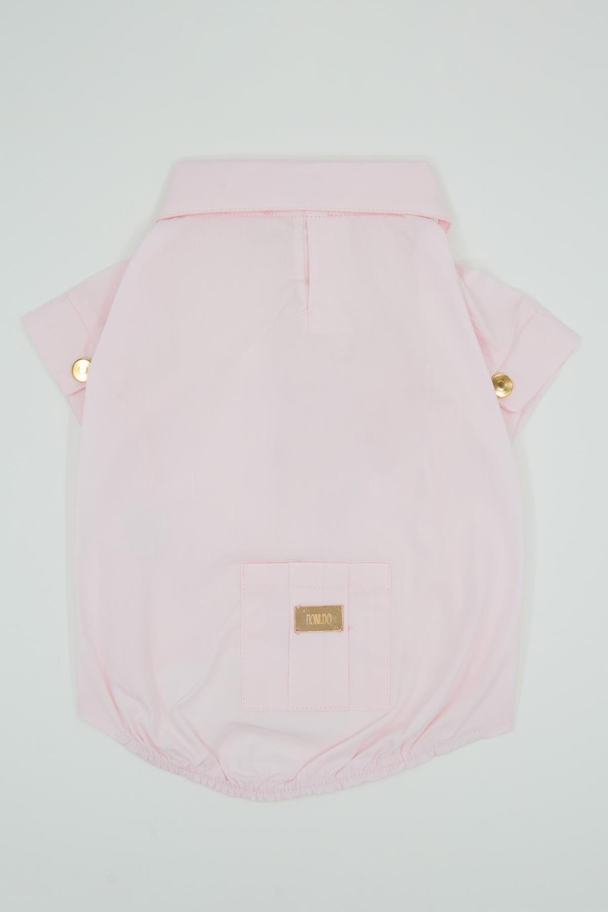 Monido Pembe Köpek Gömlek - Gold Düğmeler ve Cep Detaylı
