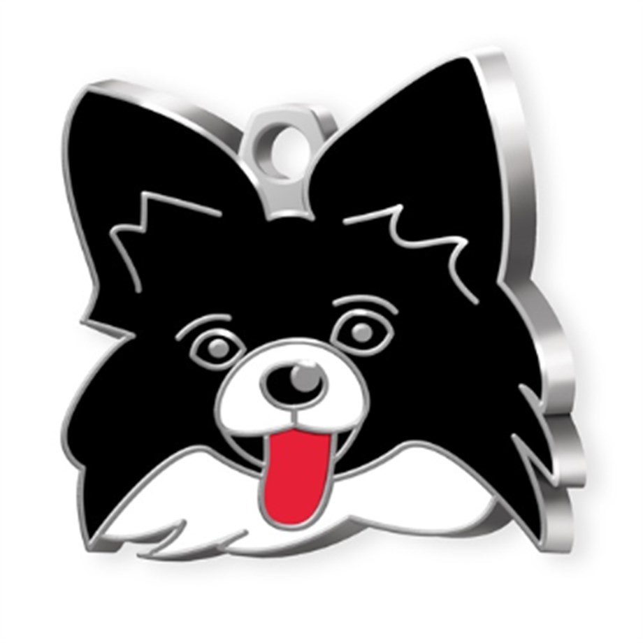 Papillon Köpek Künyesi (SiyahBeyaz)