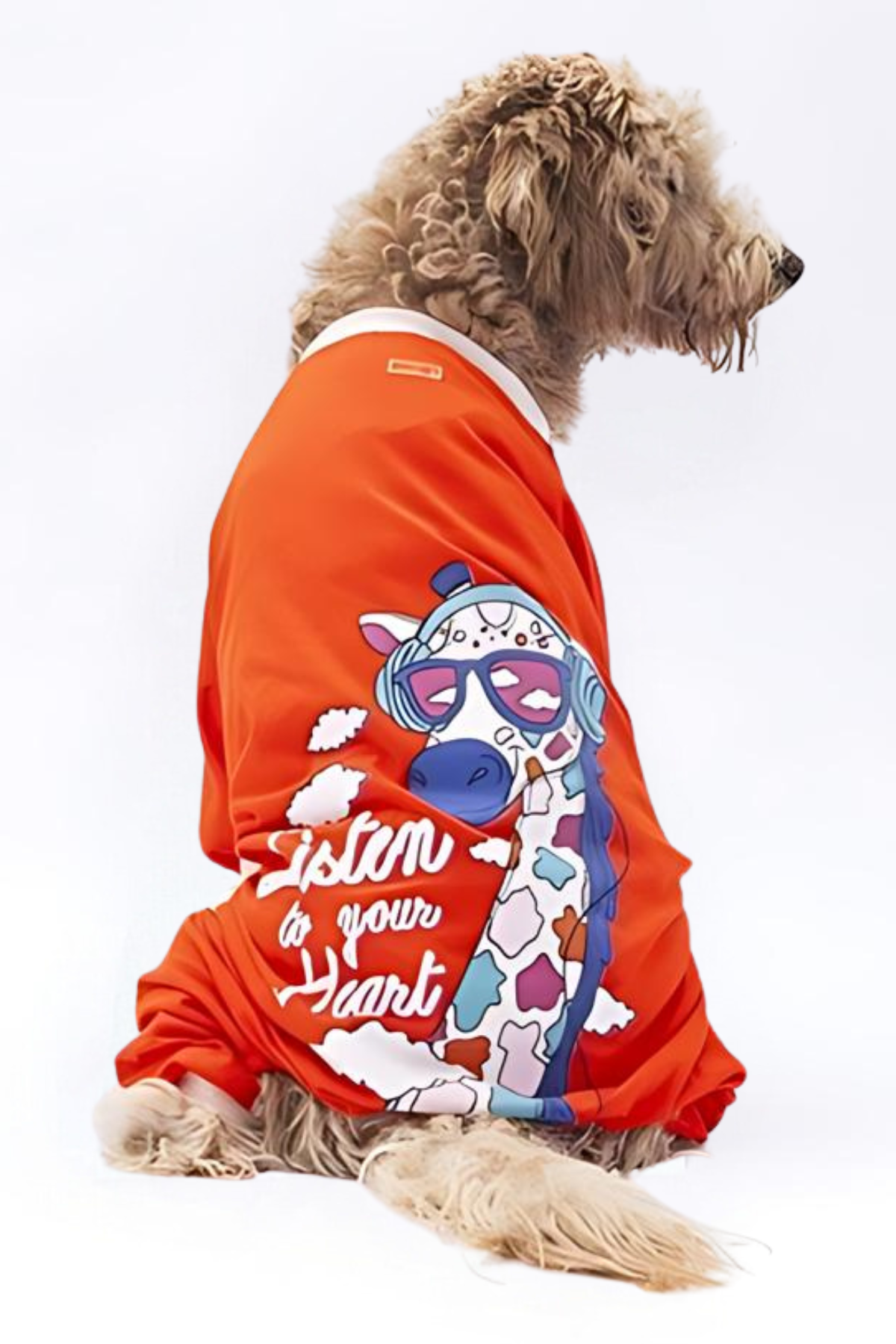 PawStar Orange Giraffle Large Breed Pajama Jumpsuit