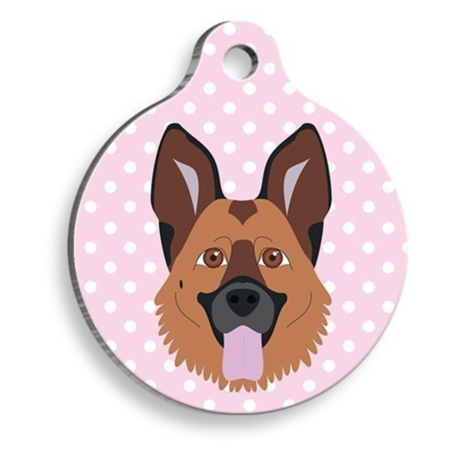 Pembe Puantiyeli Alman Kurdu Yuvarlak Köpek Künyesi