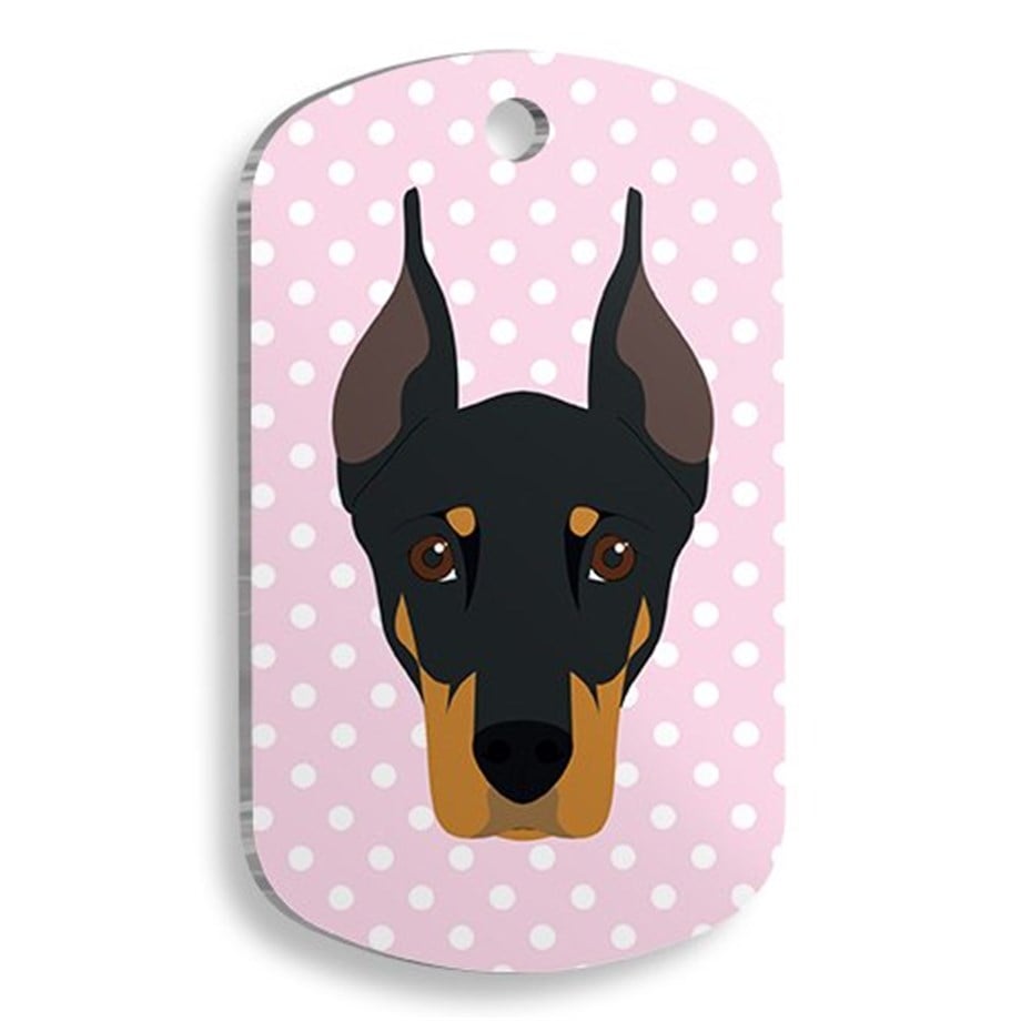 Pembe Puantiyeli Doberman Pinscher Asker Kedi ve Köpek Künyesi