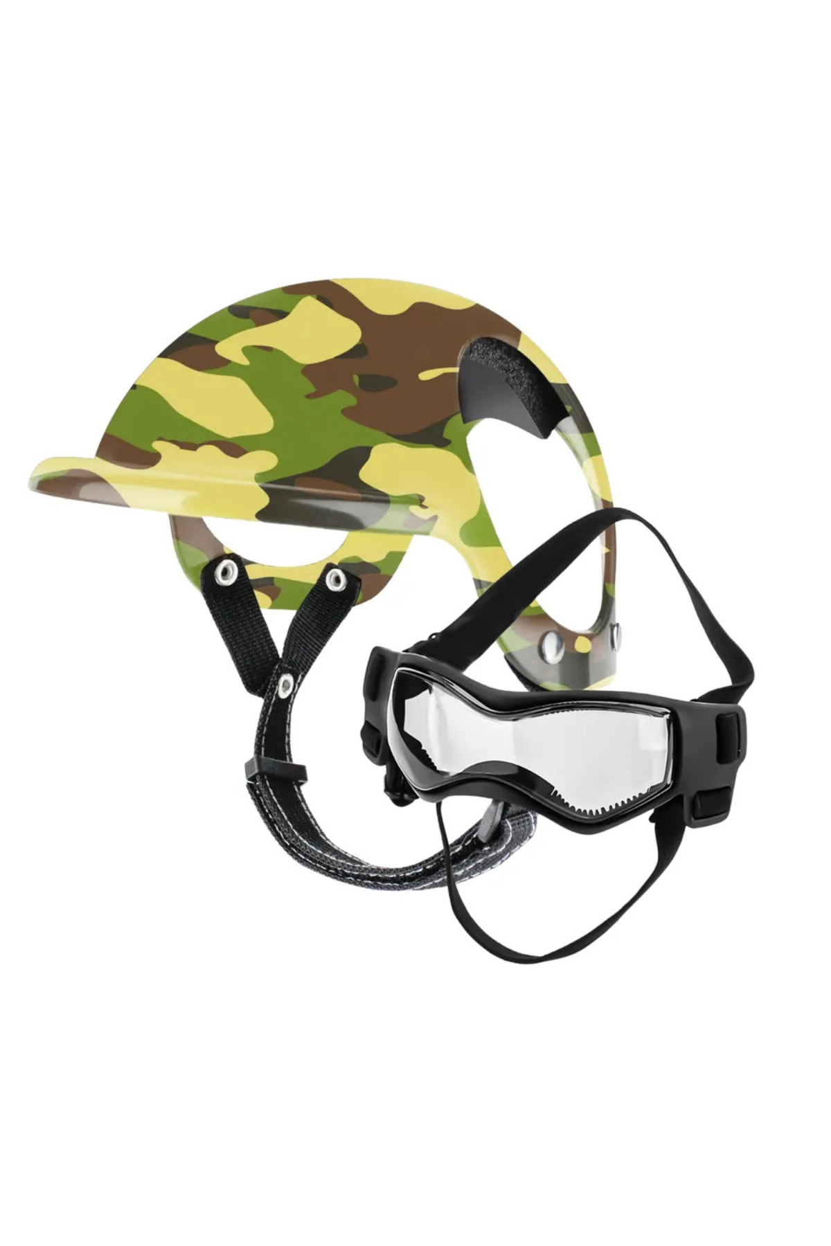 Pet Helmet Mini Açık Köpek Kask Gözlüklü Takım Desenli (Small)