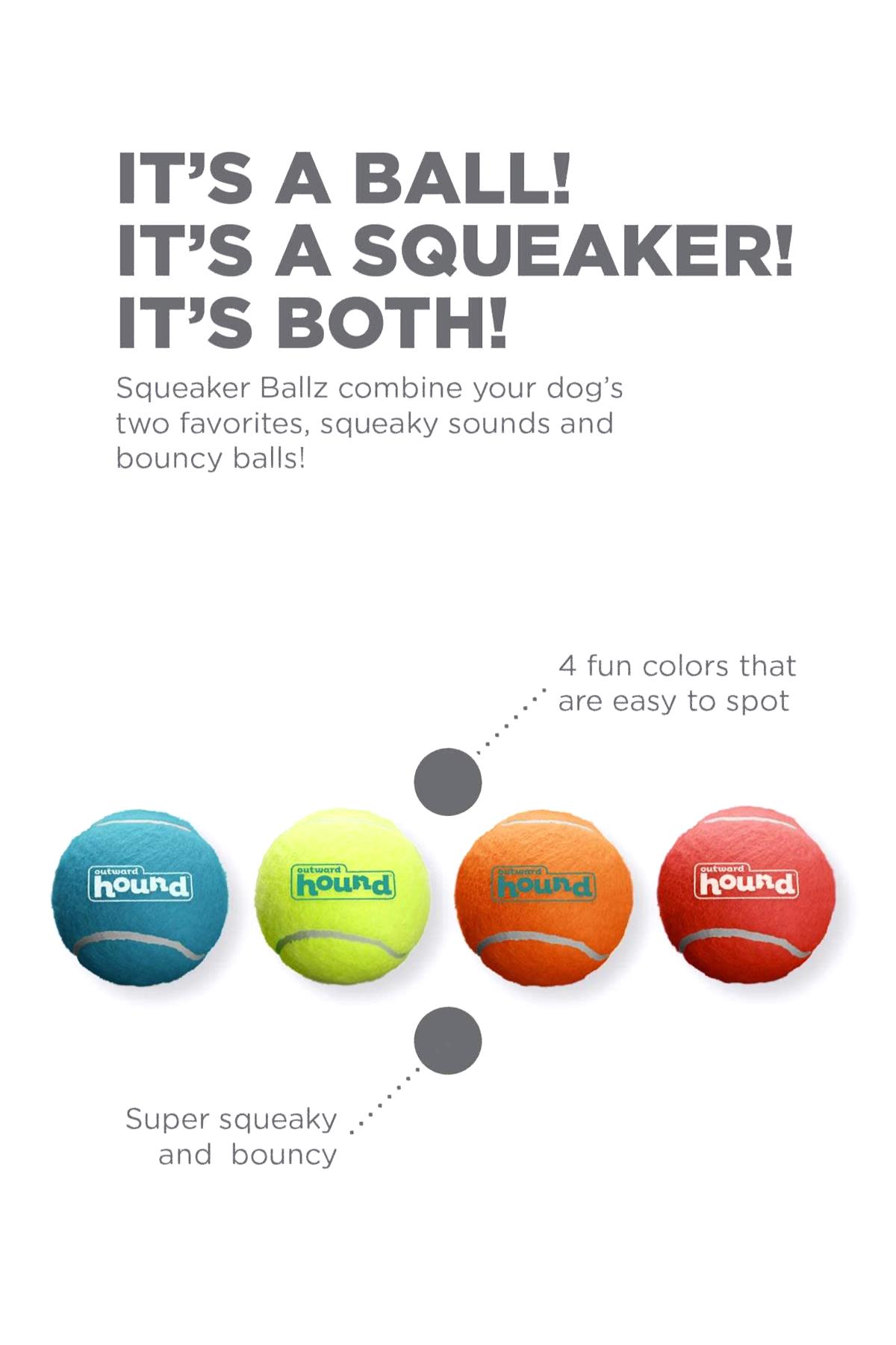 Petstages Squeaker Ballz Squeaky Tenis Topları, Medium