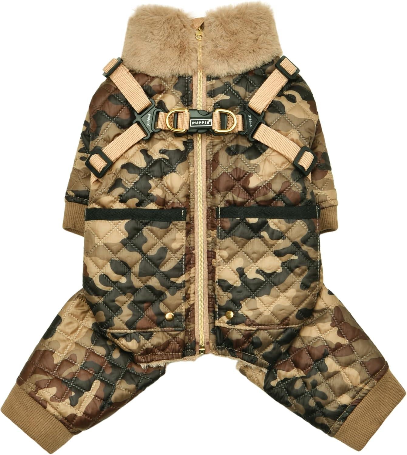 Puppia BYLUR Jumpsuit Bej Tasmalı Köpek Tulumu
