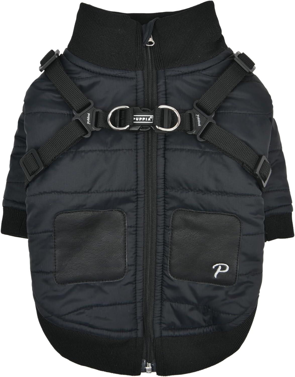 Puppia Stratus Dog Jumper Tasmalı Köpek Mont Siyah