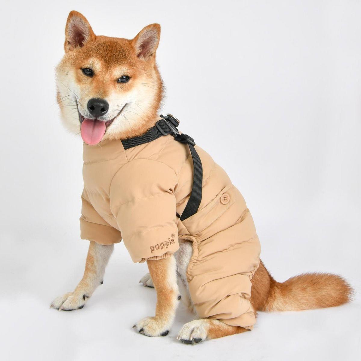 Puppia Ultra Light Soft Onesie Tasmalı Köpek Tulumu Bej