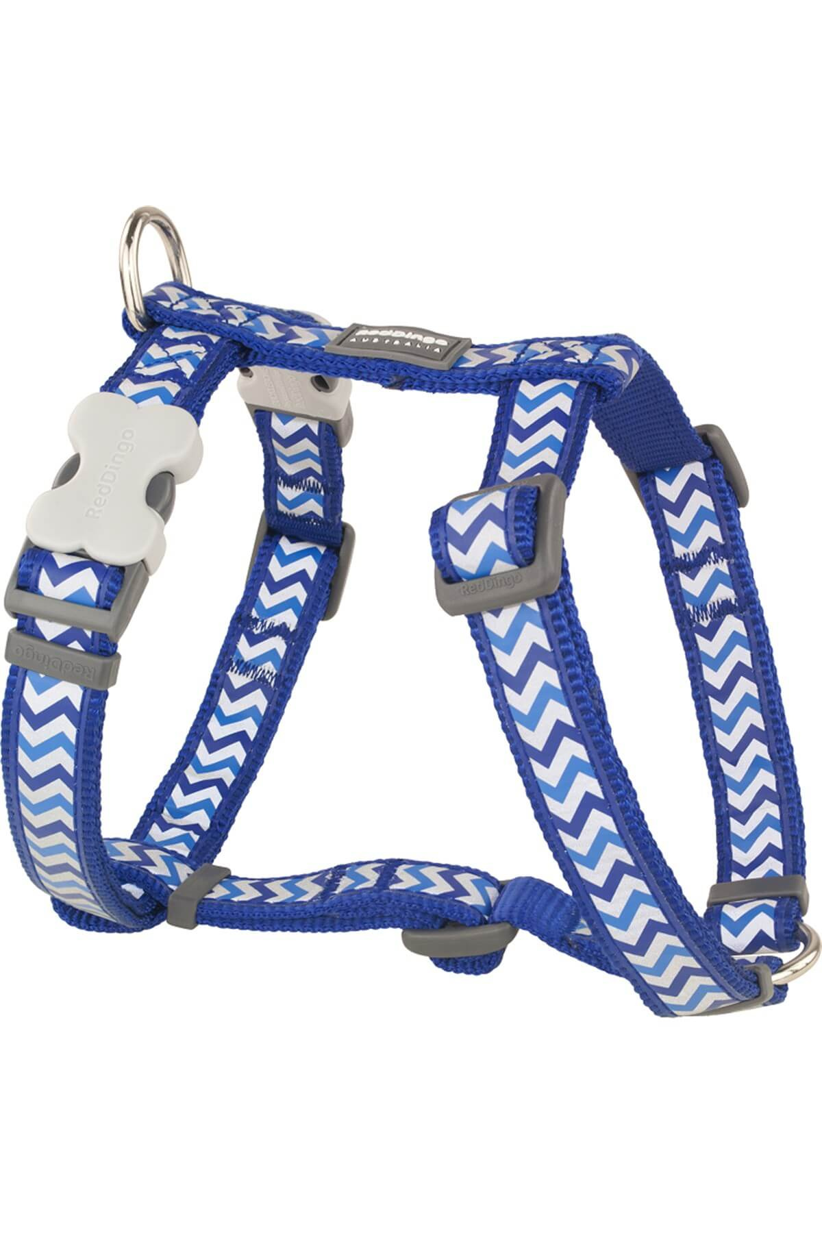 Reddingo Reflektörlü Ziggy Desenli Lacivert Köpek Göğüs Tasması 12 Mm