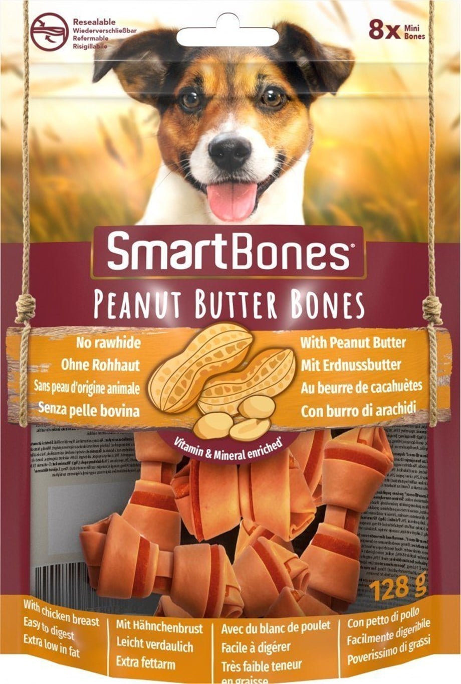 Smart Bones Peanut Butter Bones Fıstık Ezmeli Köpek Ödülü 8'li 128g