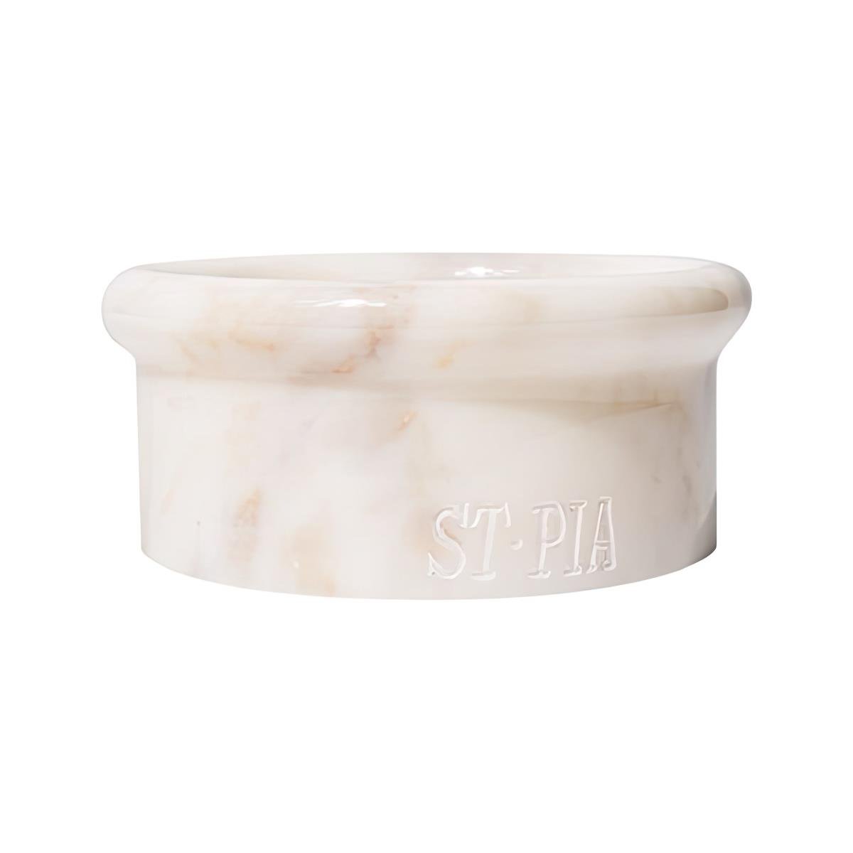 St. Pia Marbowl White Dog Marble Mama And Water Caution