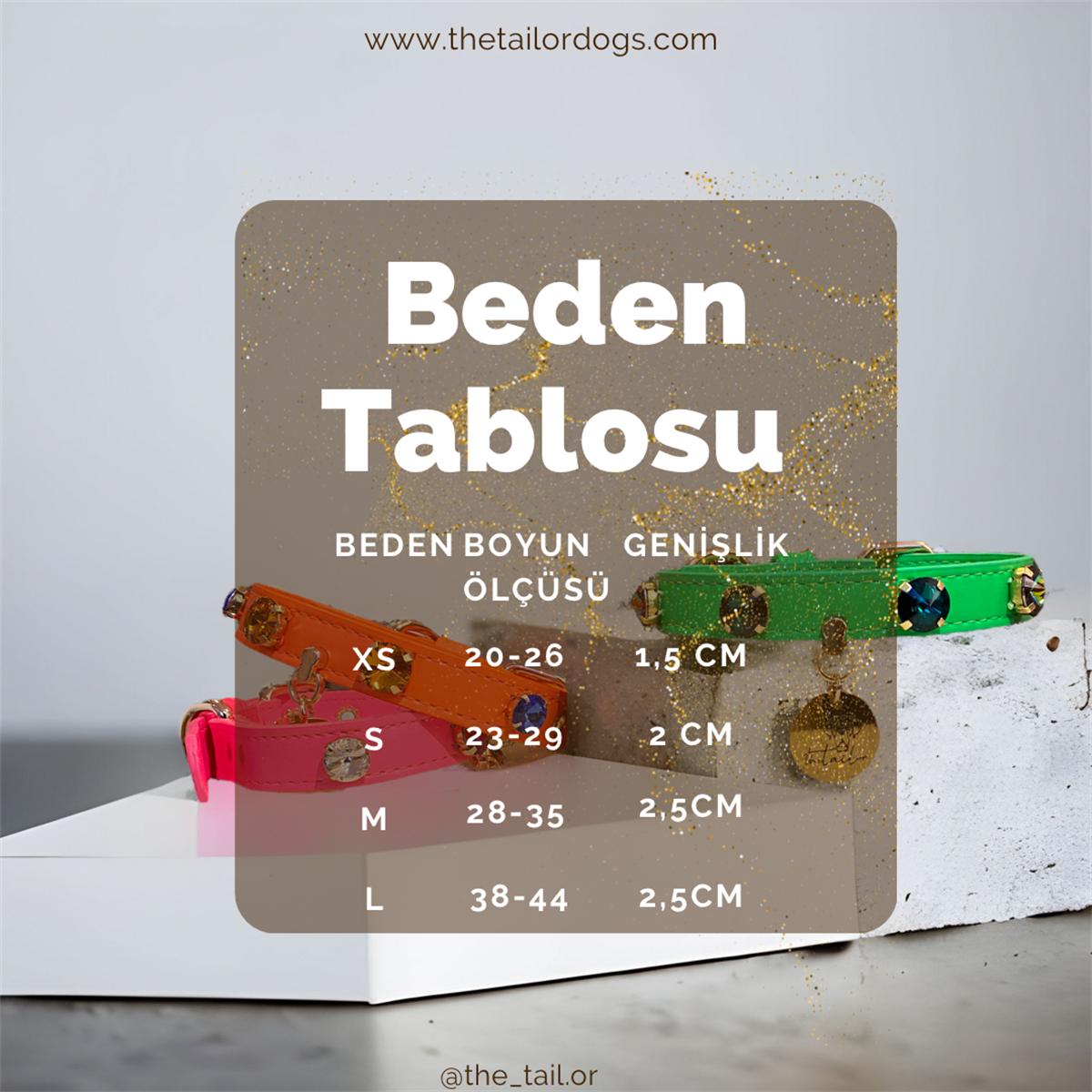 The Tailor Dogs Neon Yeşil Kalpli Swarovski Köpek Boyun Tasması