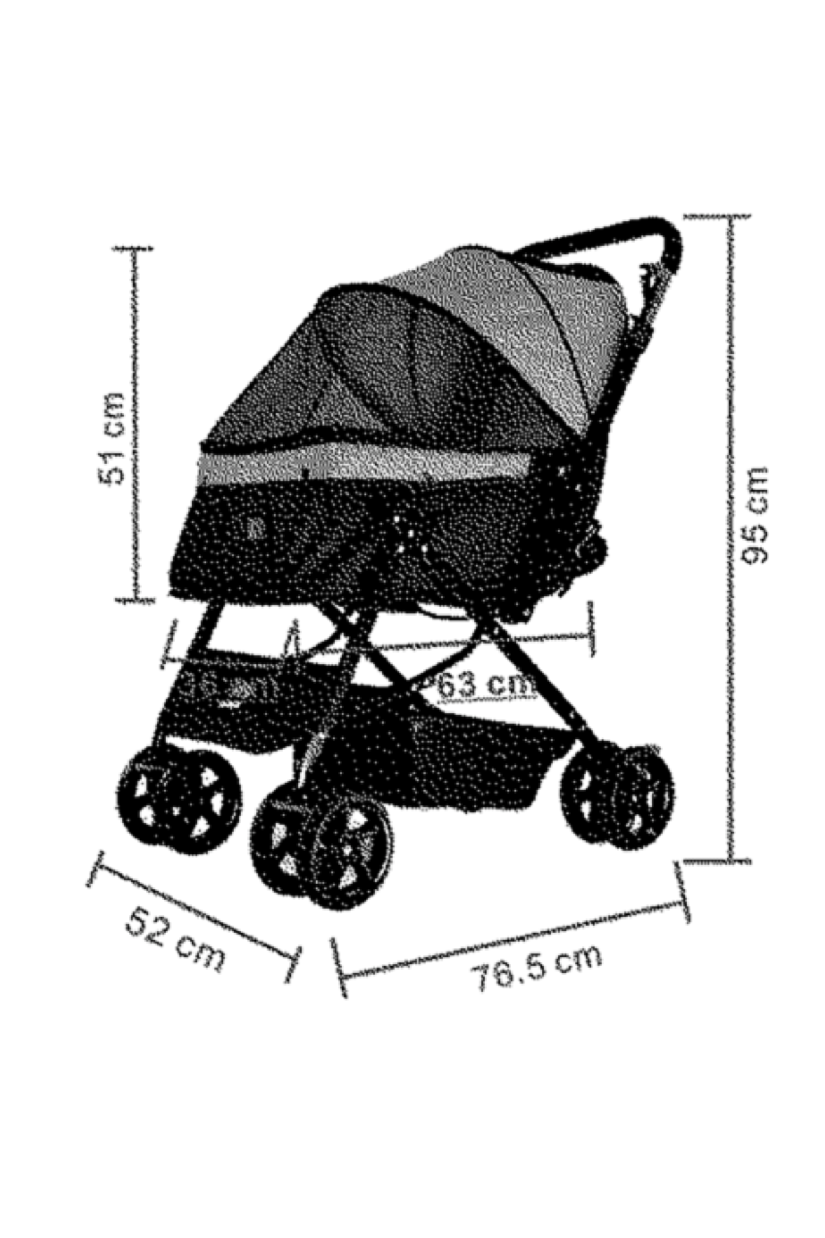 Zampa Nova Kedi ve Köpek Arabası Pembe 52x76.5x95 cm