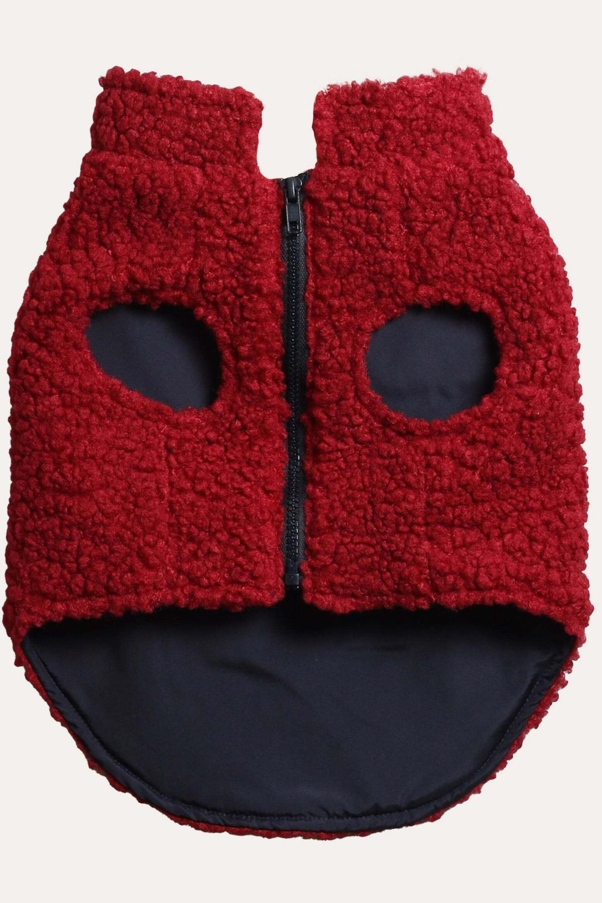 Zippered Sherpa Vest | Burgundy