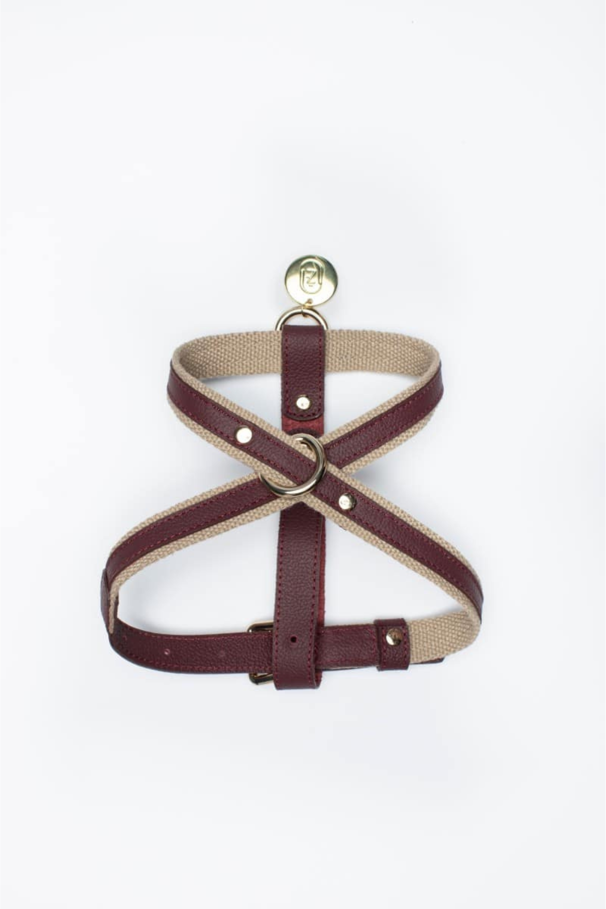 Zoe Pet Atelier Cotton&Leather Cross Göğüs Tasması Bordo 