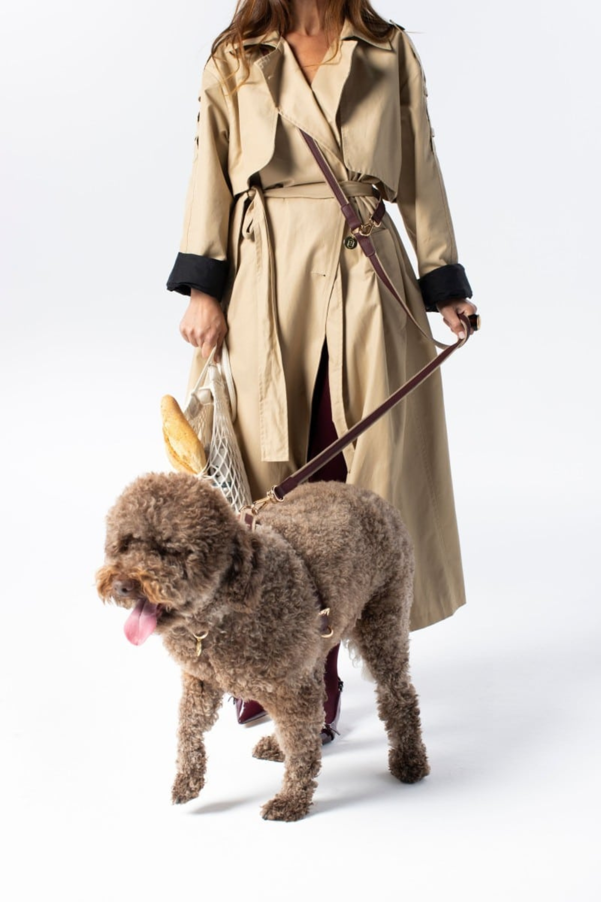 Zoe Pet Atelier Cotton&Leather Multi Leash Gezdirme Tasması Bordo 