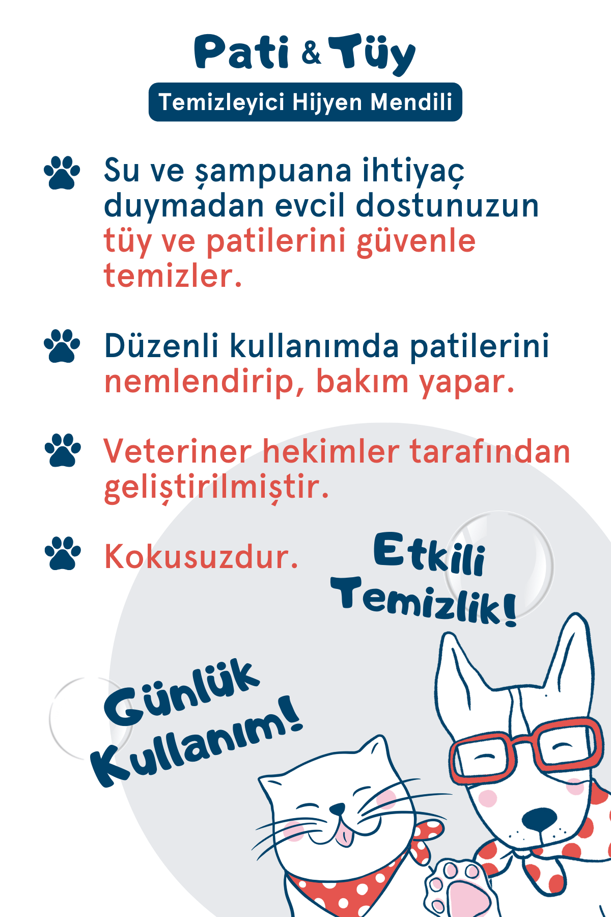 Zozo Cares Pati & Tüy Temizleyici Hijyen Mendili 50 adet