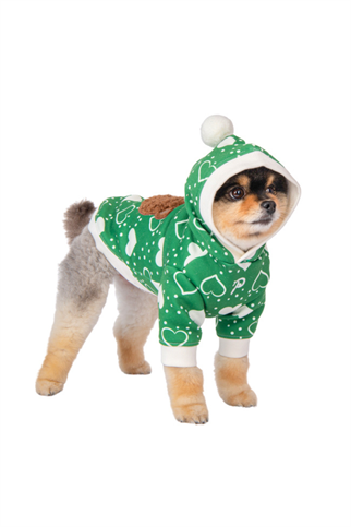 Puppia Fuzzy Bear Kapüşonlu Köpek Kazağı - Yeşil