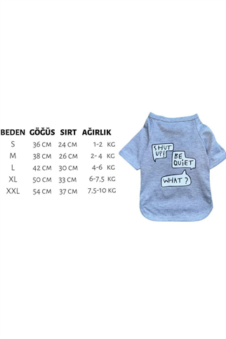 Ziggy Dog Be Quiet Köpek T-shirt Gri
