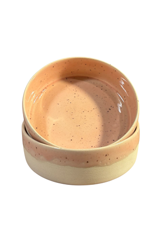 Feza Seramik Köpek Mama Kasesi 2li- Pemde Beyaz Benekli