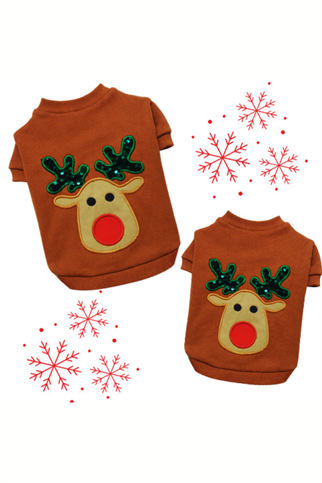 Gedyco Geyikli  Köpek Sweatshirt Camel