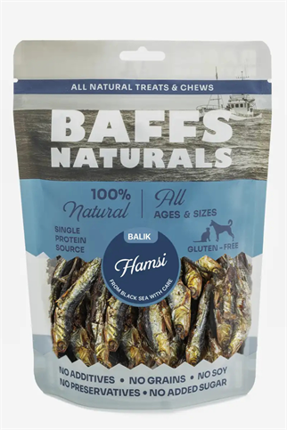 Baffs Naturals Hamsi Balık %100 Doğal Çiğnemelik Köpek Ödül Maması 100 gr
