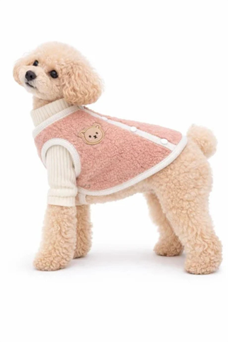 Dolcepets Ayıcık Desenli Köpek Hırka Pembe