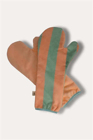 Asky&Erd Soft Rituals Köpek Kurulama Eldivenleri Seafoam ve Somon Rengi Çizgili Pijamalar ve Bornozlar