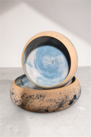 Feza Seramik Köpek Mama Kasesi Set 2li-Mavi