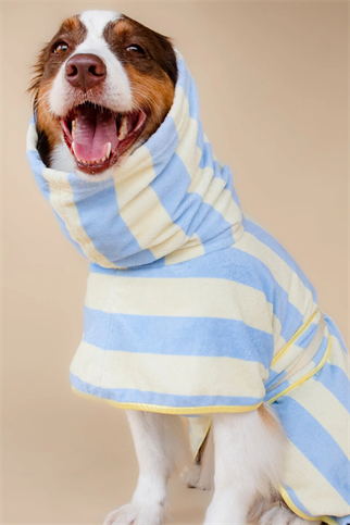 Asky&Erd Soft Rituals Cepli Köpek Kurulama Havlusu Butterscotch Çizgili Pijamalar ve Bornozlar
