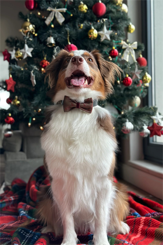 Khaki Bordeaux Satin Bow Tie Deers