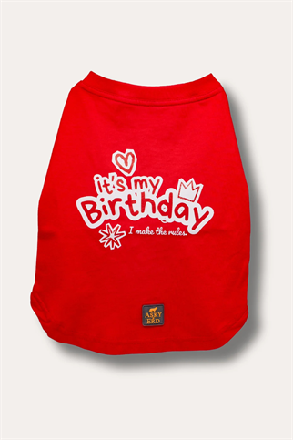 Asky&Erd It’s My Birthday T-Shirt Cherry Red Köpek Tişört